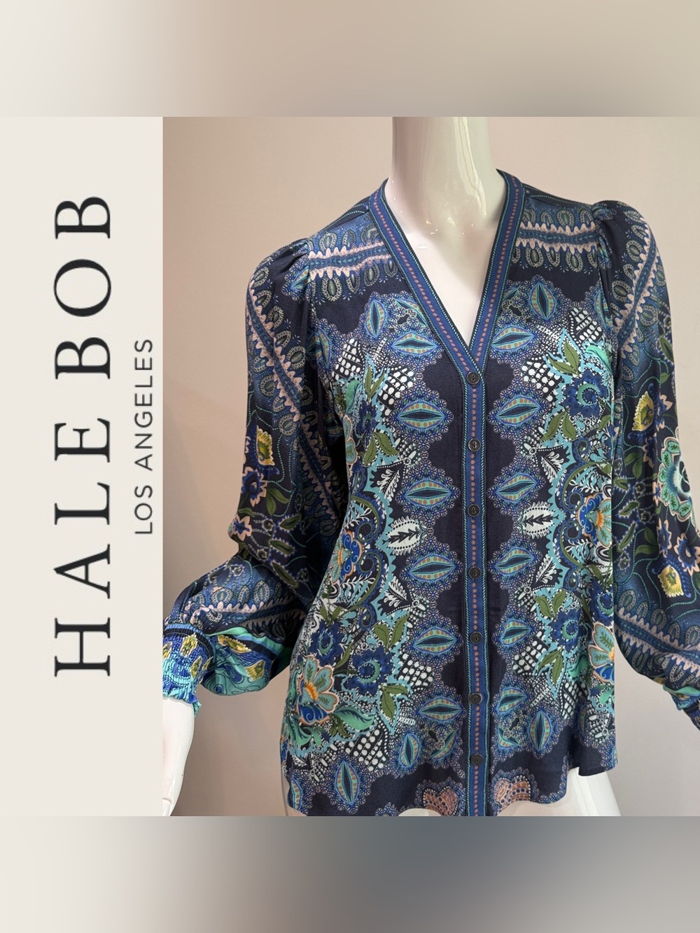 Hale Bob Floral Viscose Button Down Shirt